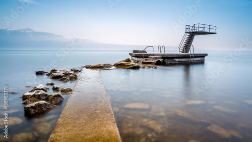 Diving in the lake photo