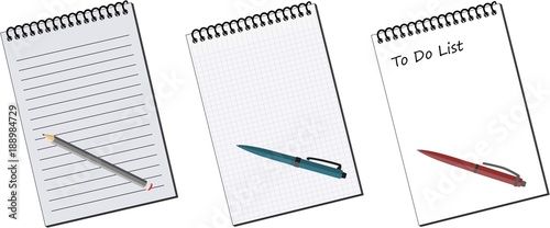 Paper notepad with pencil
