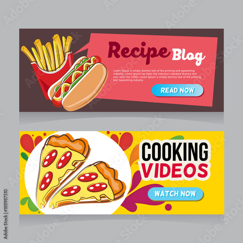 fast food doodle web banner
