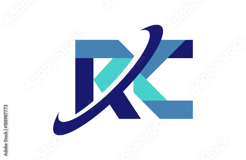RC Ellipse Swoosh Ribbon Letter Logo