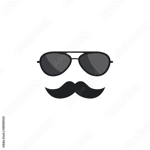 Sunglasses and mustache logo or icon vector design