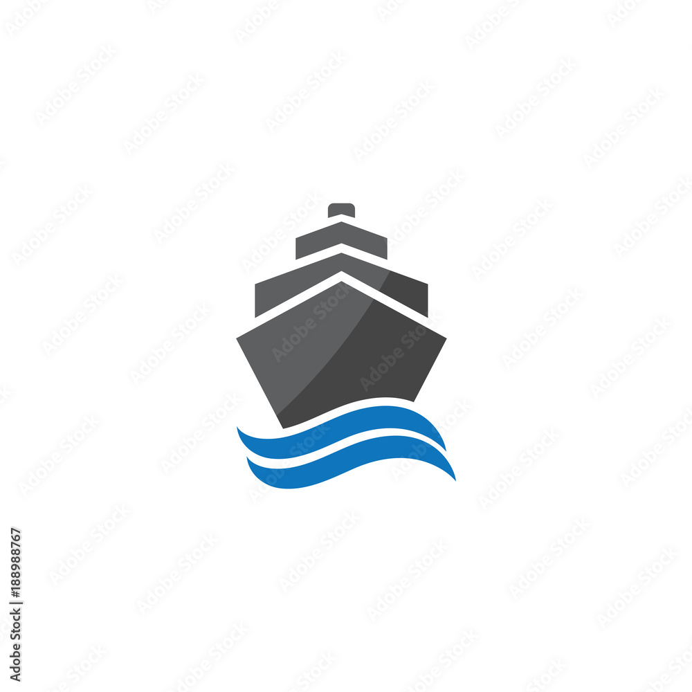Ship and wave logo design vector