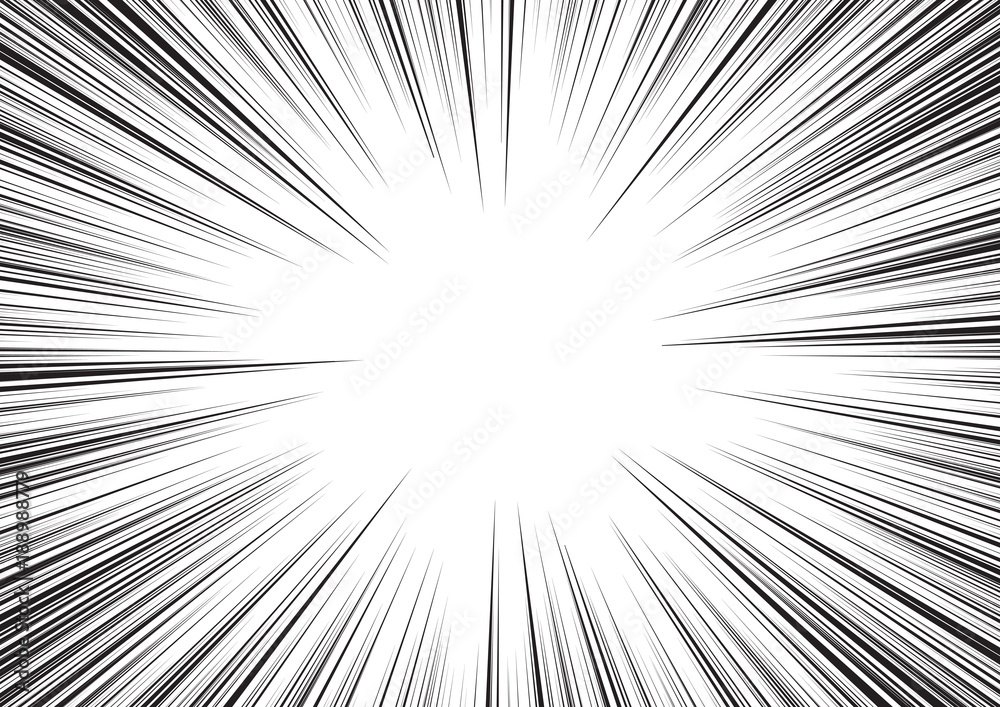 Background of radial lines for comic books. Manga speed frame, superhero  action, explosion background. Black and white vector illustration Stock  Vector | Adobe Stock