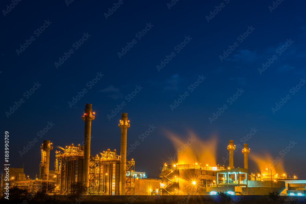 Petrochemical Industrial and power plant energy at night