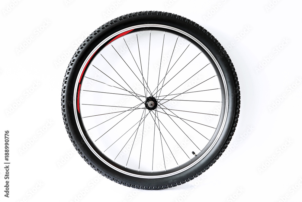 Mountain bicycle wheel isolated on white background Mountain bicycle wheel isolated on white background