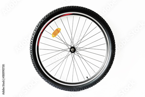 Mountain bicycle wheel isolated on white background