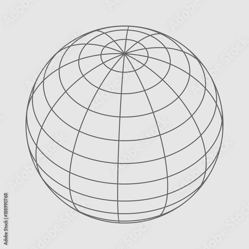 Wire frame style design. Platonic solid design. Earth globe