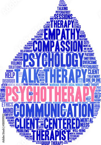 Psychotherapy Word Cloud on a white background. 