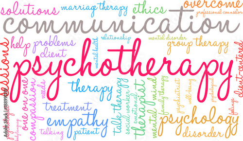 Psychotherapy Word Cloud on a white background. 