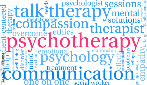 Psychotherapy Word Cloud on a white background. 