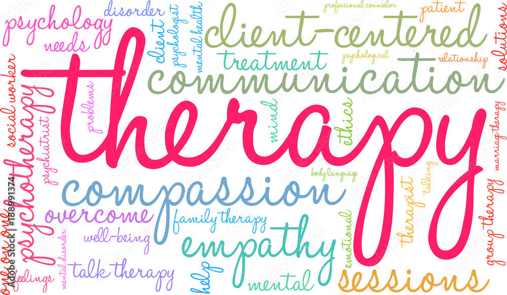 Therapy Word Cloud on a white background. 