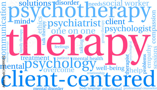 Therapy Word Cloud on a white background.