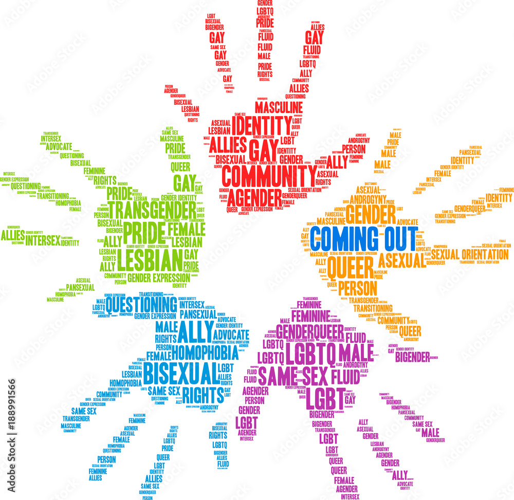 Coming Out Word Cloud on a white background. Coming Out Word Cloud on a white background.
