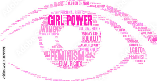 Girl Power Word Cloud on a white background. 