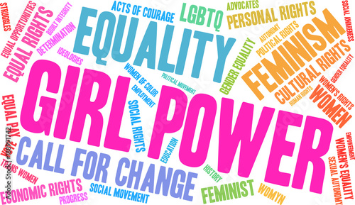 Girl Power Word Cloud on a white background. 