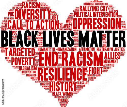 Black Lives Matter Word Cloud on a white background. 