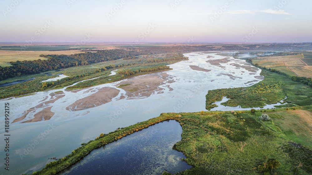 Niobrara River in Nebraska - aerial view