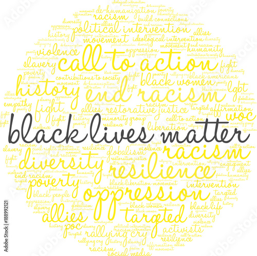 Black Lives Matter Word Cloud on a white background. 