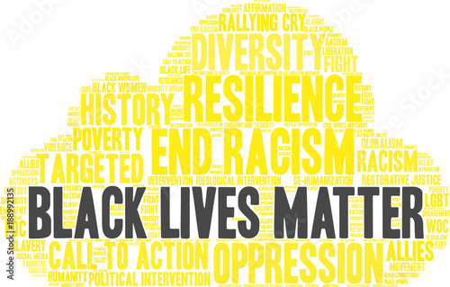 Black Lives Matter word cloud on a white background. 