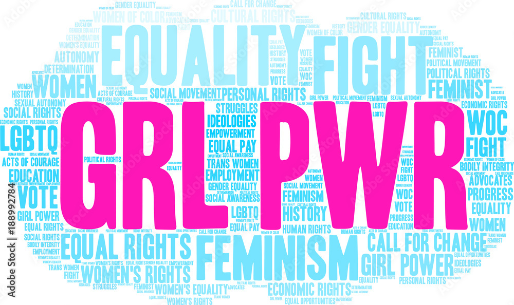 Fototapeta premium GRL PWR Word Cloud on a white background. 