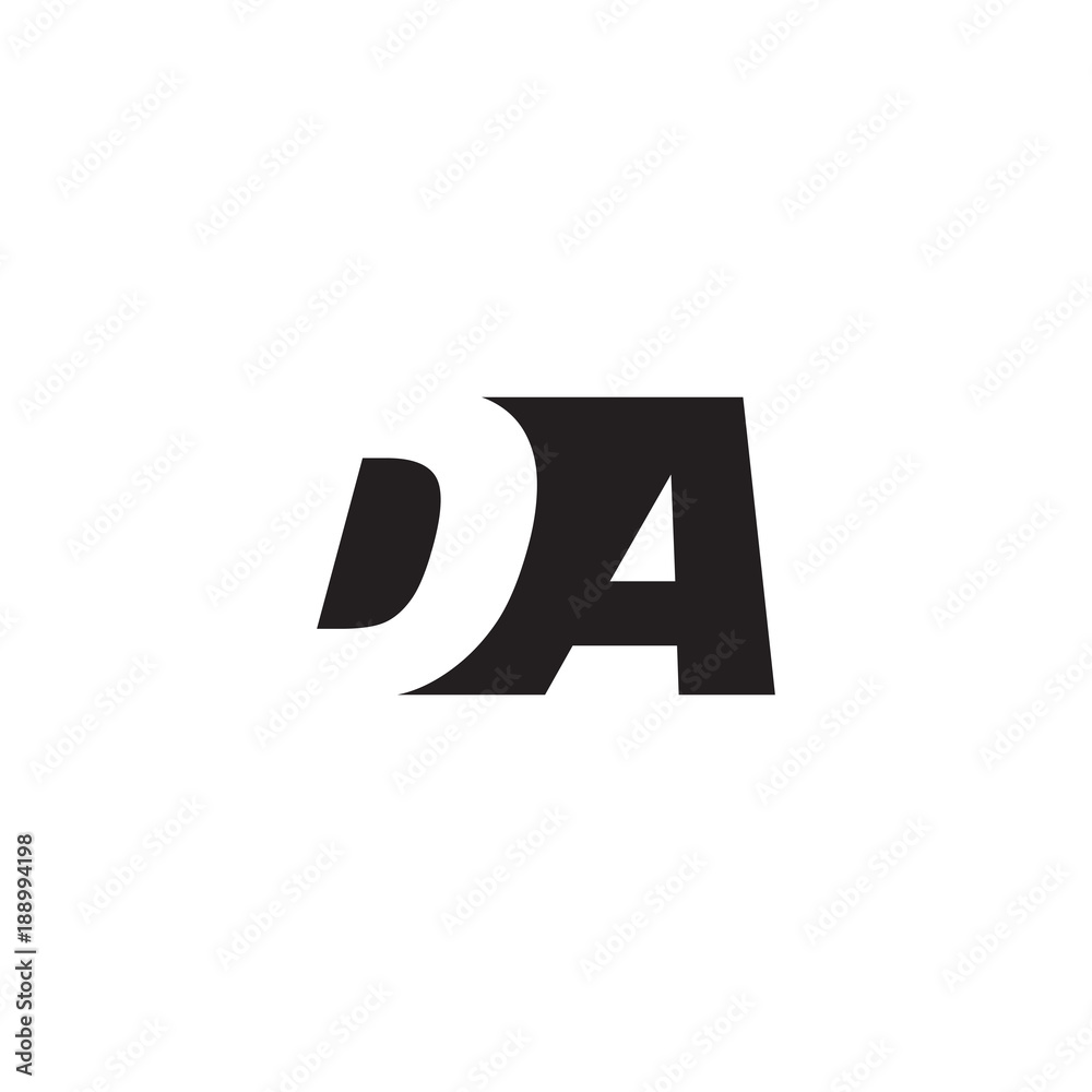 Initial letter DA, negative space logo, simple black color Initial letter DA, negative space logo, simple black color