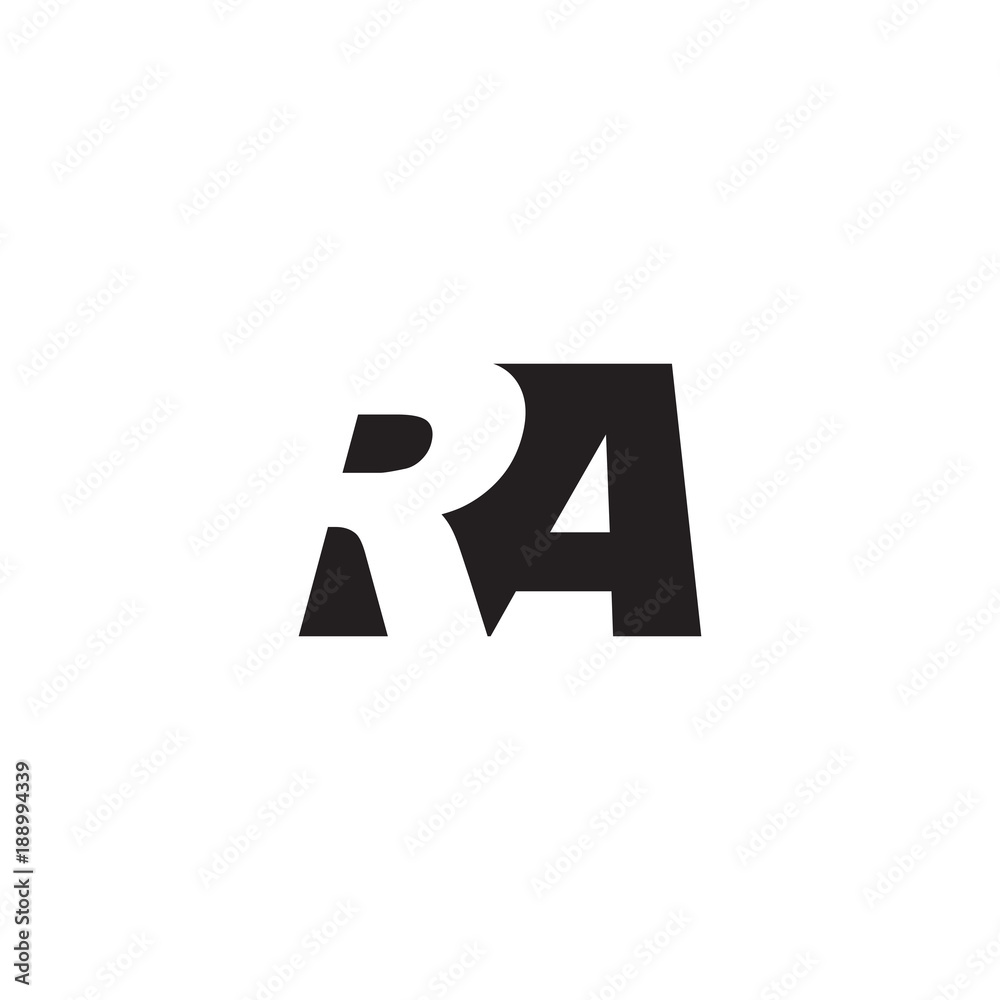 Initial letter RA, negative space logo, simple black color Initial letter RA, negative space logo, simple black color