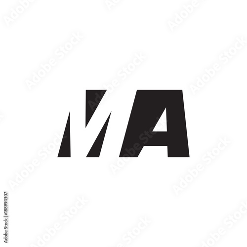 Initial letter MA, negative space logo, simple black color