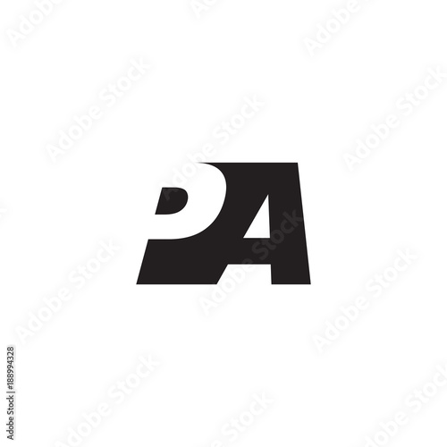 Initial letter PA, negative space logo, simple black color