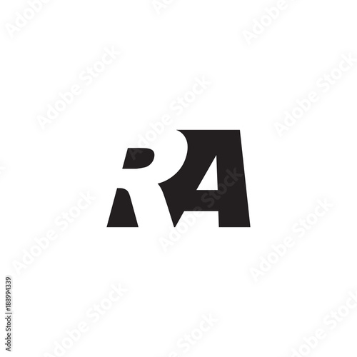 Initial letter RA, negative space logo, simple black color