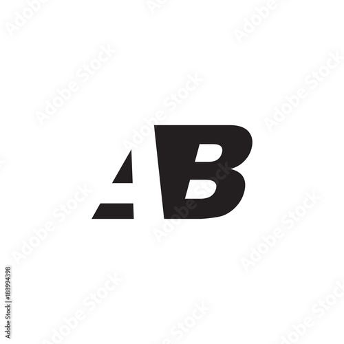Initial letter AB, negative space logo, simple black color