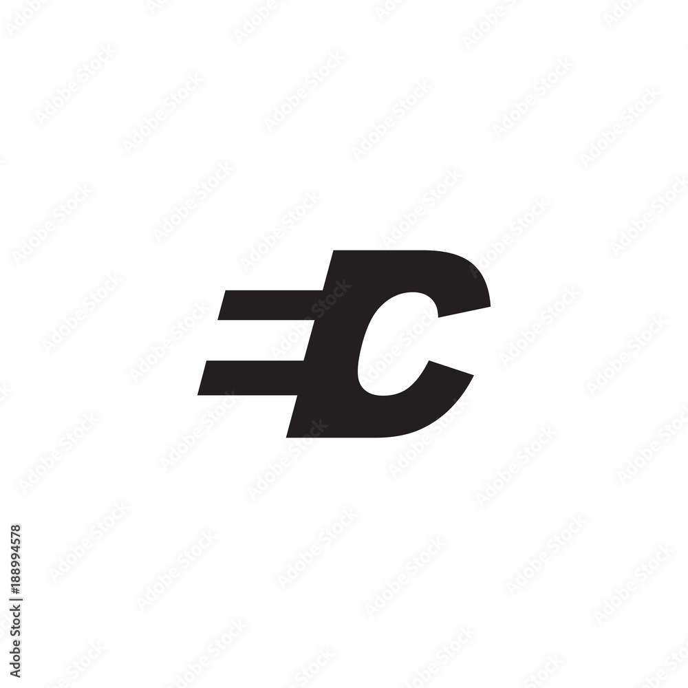 Initial letter EC, negative space logo, simple black color Initial letter EC, negative space logo, simple black color