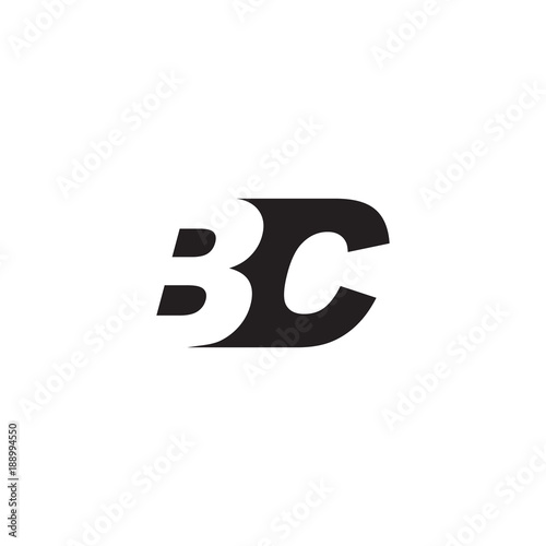 Initial letter BC, negative space logo, simple black color