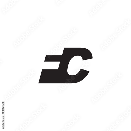 Initial letter FC, negative space logo, simple black color © ariefpro