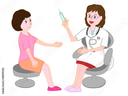 女医から治療を受ける患者