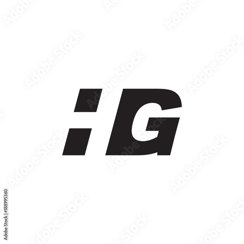 Initial letter HG, negative space logo, simple black color