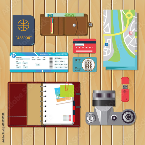 Time to travel vector flat illustration photo