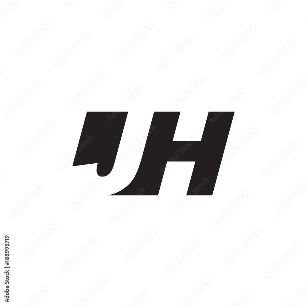 Initial letter JH, negative space logo, simple black color Initial letter JH, negative space logo, simple black color