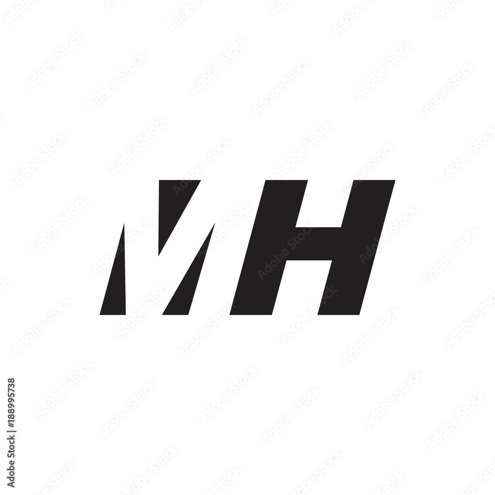 Initial letter MH, negative space logo, simple black color