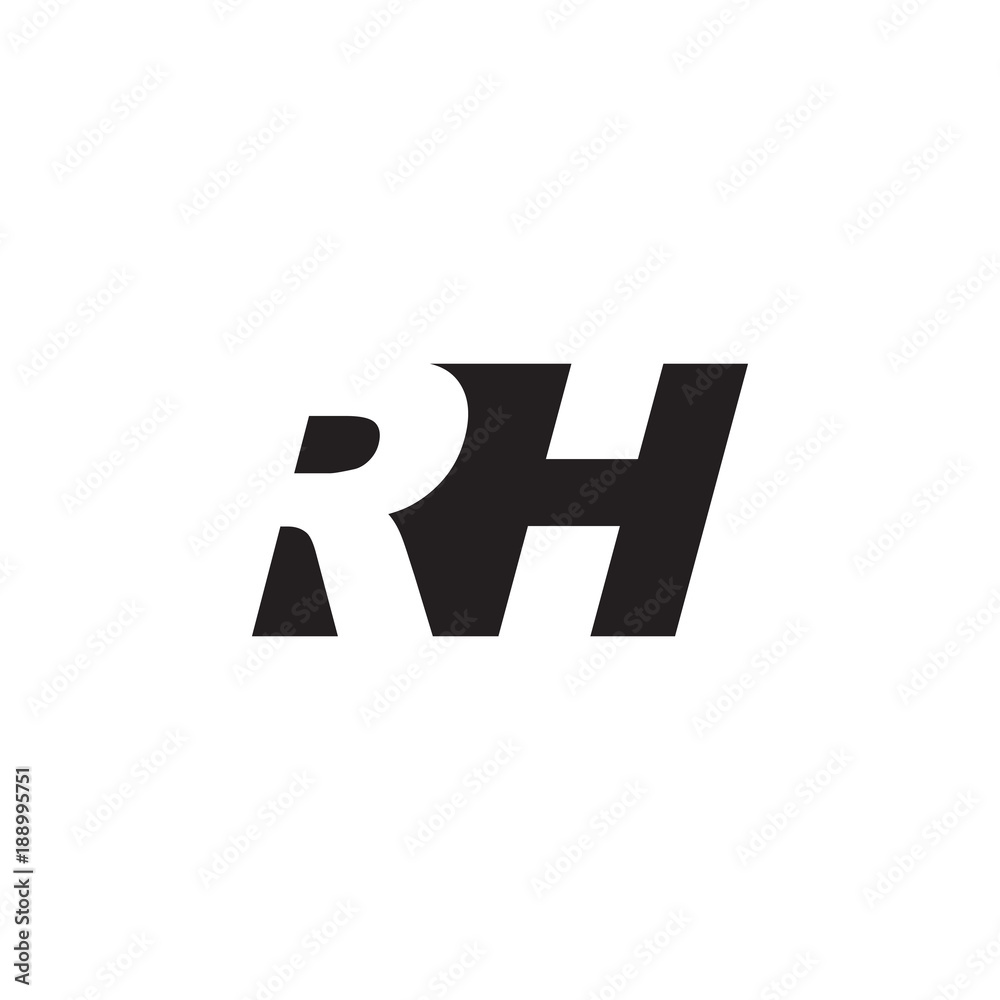 Initial letter RH, negative space logo, simple black color Initial letter RH, negative space logo, simple black color