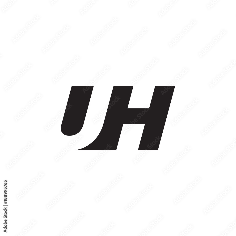 Initial letter UH, negative space logo, simple black color