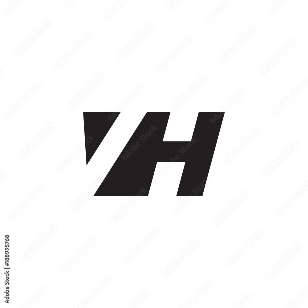 Initial letter VH, negative space logo, simple black color