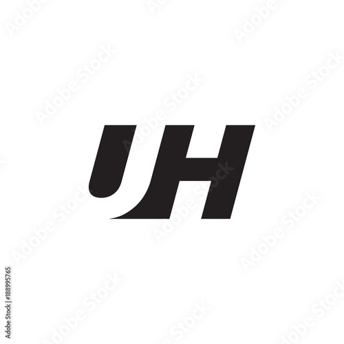 Initial letter UH, negative space logo, simple black color