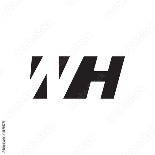 Initial letter WH, negative space logo, simple black color