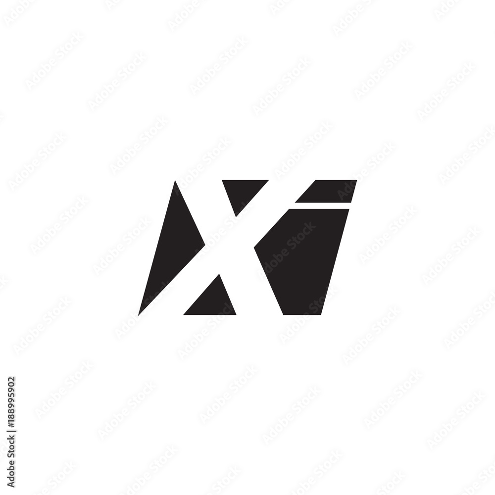 Initial letter XI, negative space logo, simple black color Initial letter XI, negative space logo, simple black color