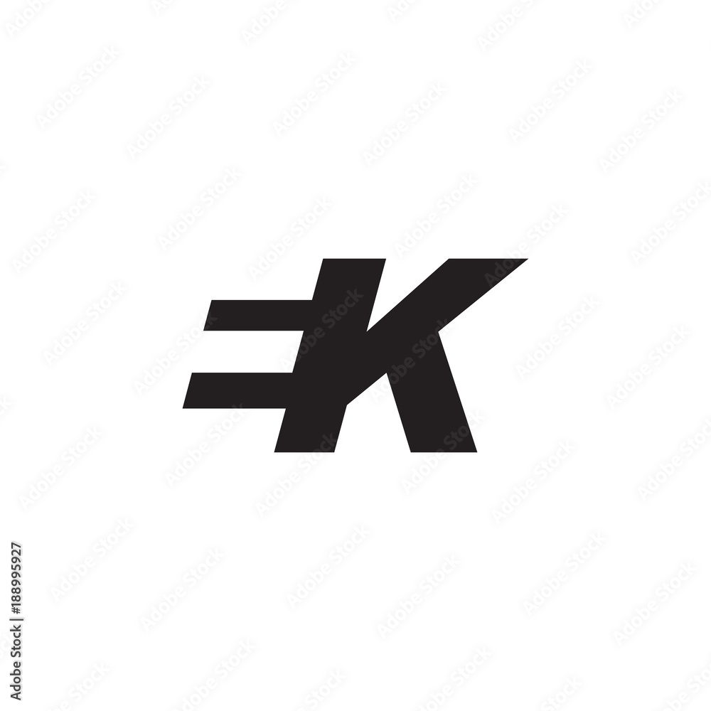 Initial letter EK, negative space logo, simple black color Initial letter EK, negative space logo, simple black color