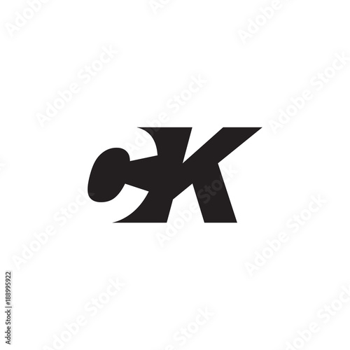 Initial letter CK, negative space logo, simple black color