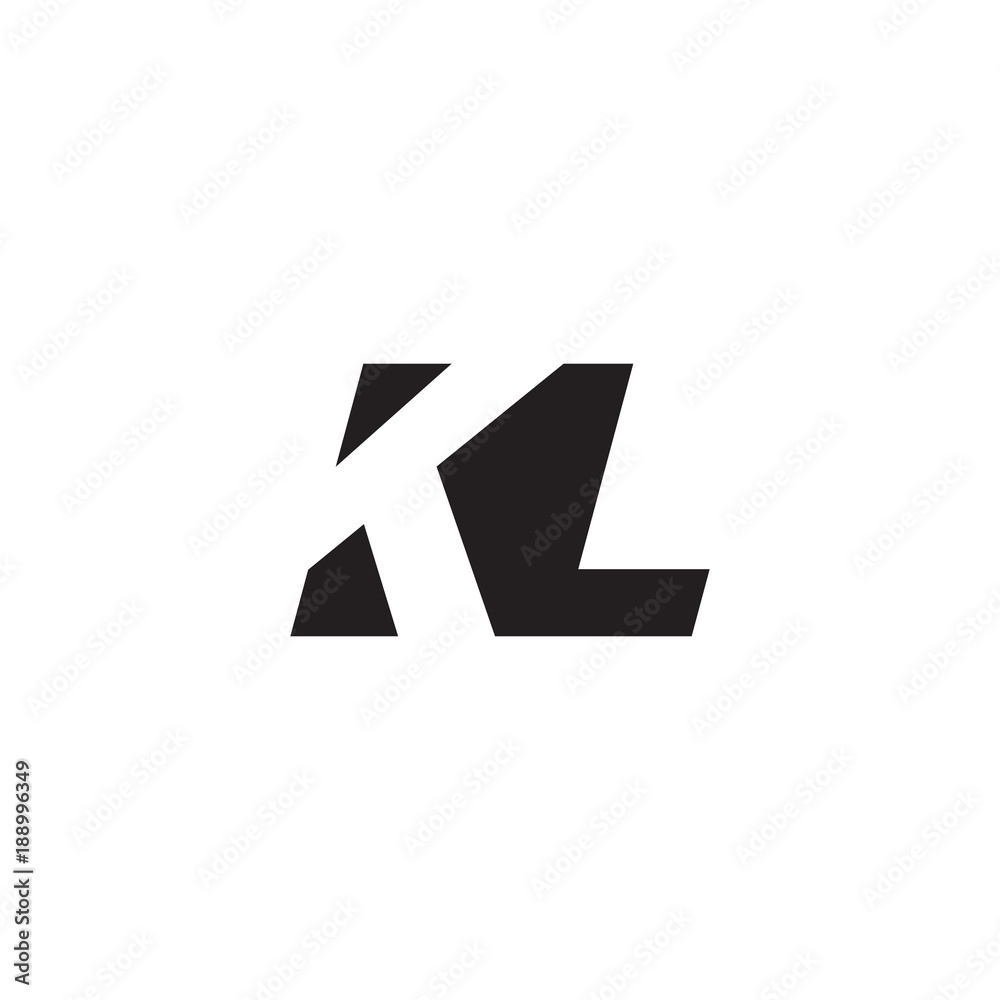 Initial letter KL, negative space logo, simple black color