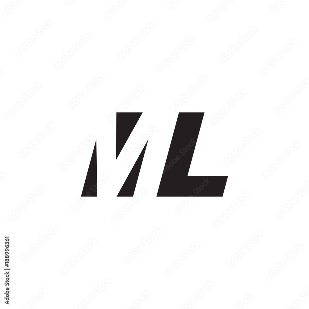 Initial letter ML, negative space logo, simple black color Initial letter ML, negative space logo, simple black color