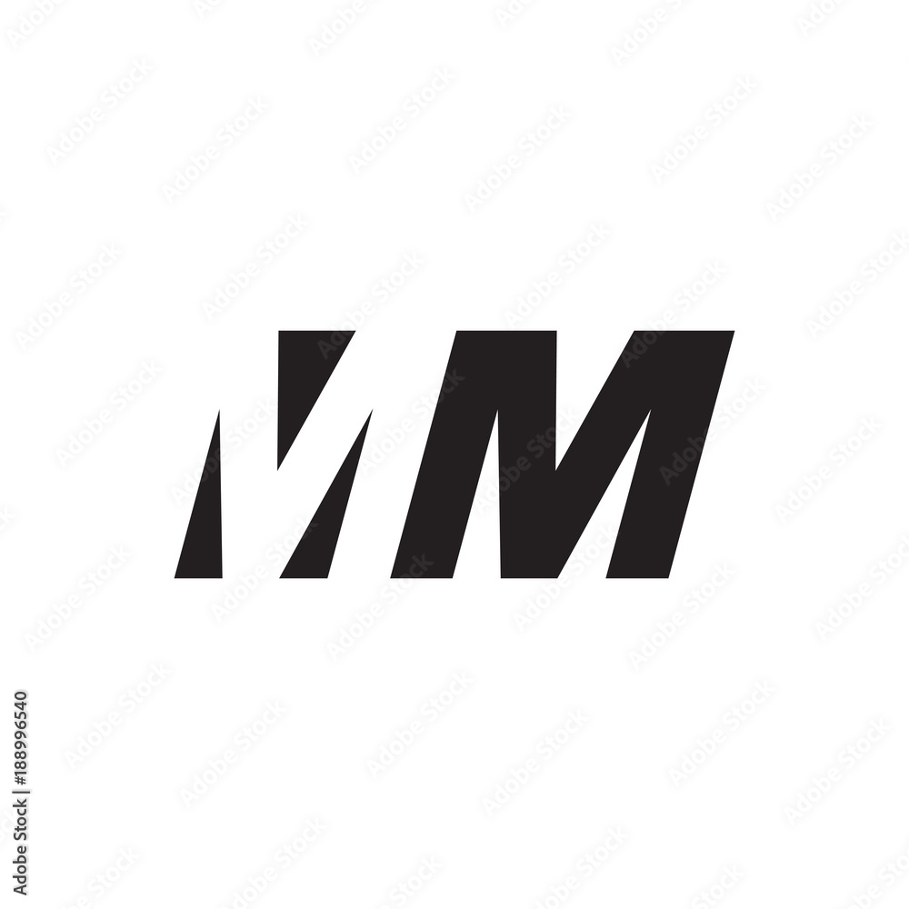 Initial letter MM, negative space logo, simple black color Initial letter MM, negative space logo, simple black color