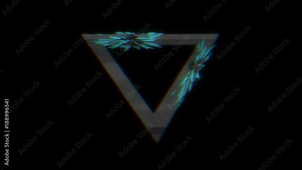 Futuristic Hud element with Computer Data damage.rotating triangle with crystals.